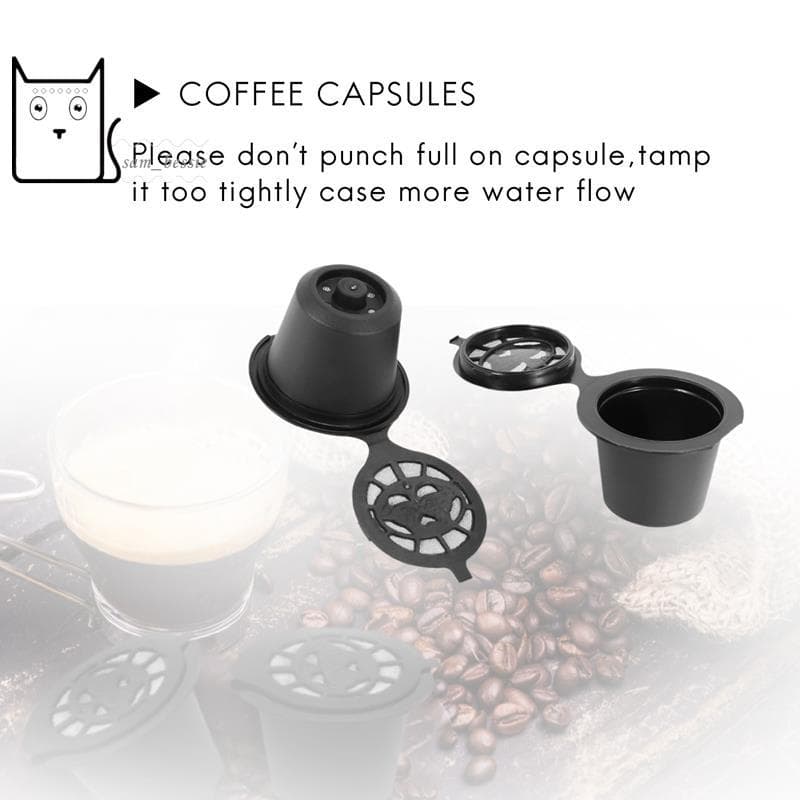 Filtro De Cápsula De Café Recarregável De 6 Cápsulas Reutilizáveis Compatível Com Máquinas Escova De Colher (6 , Preto)