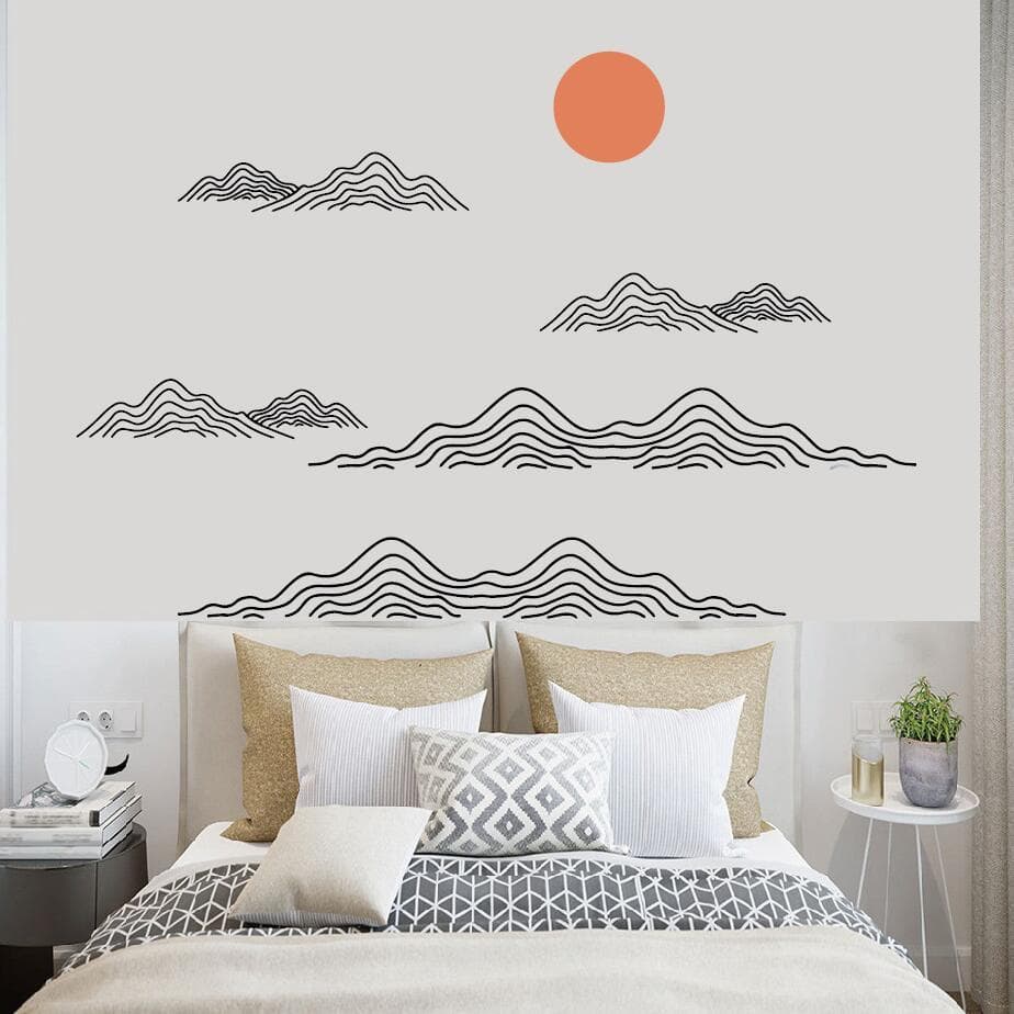 Linhas geométricas pintura de paisagem adesivos autoadesivos adesivos de parede cultura corporativa fundo Layout de pare