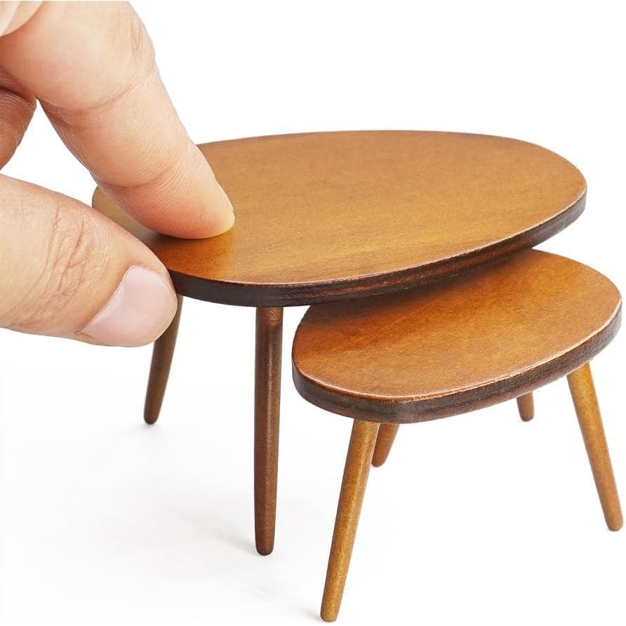 Mesa de Café em Miniatura para Casa de Bonecas Odoria: Mobiliário de Madeira Marrom em Escala 1/12 para Sala de Estar Mo