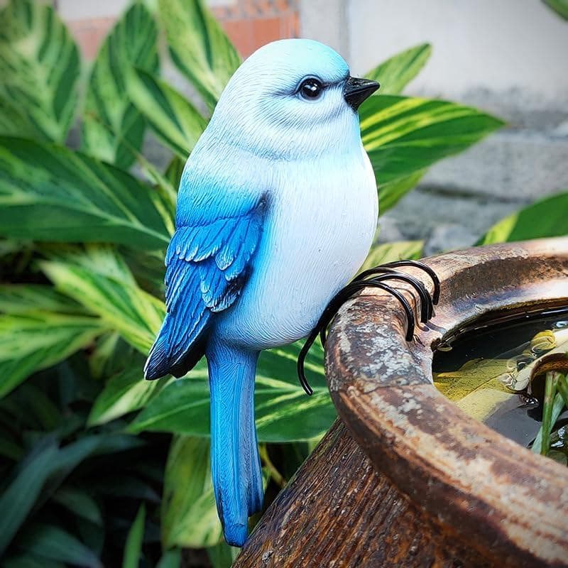 Garden Bird Statue Flower Pot Hugger Outdoor Decor for Tree, 6.7inch Mini Bird Figurine Plant Pot Decorations for Outdoo