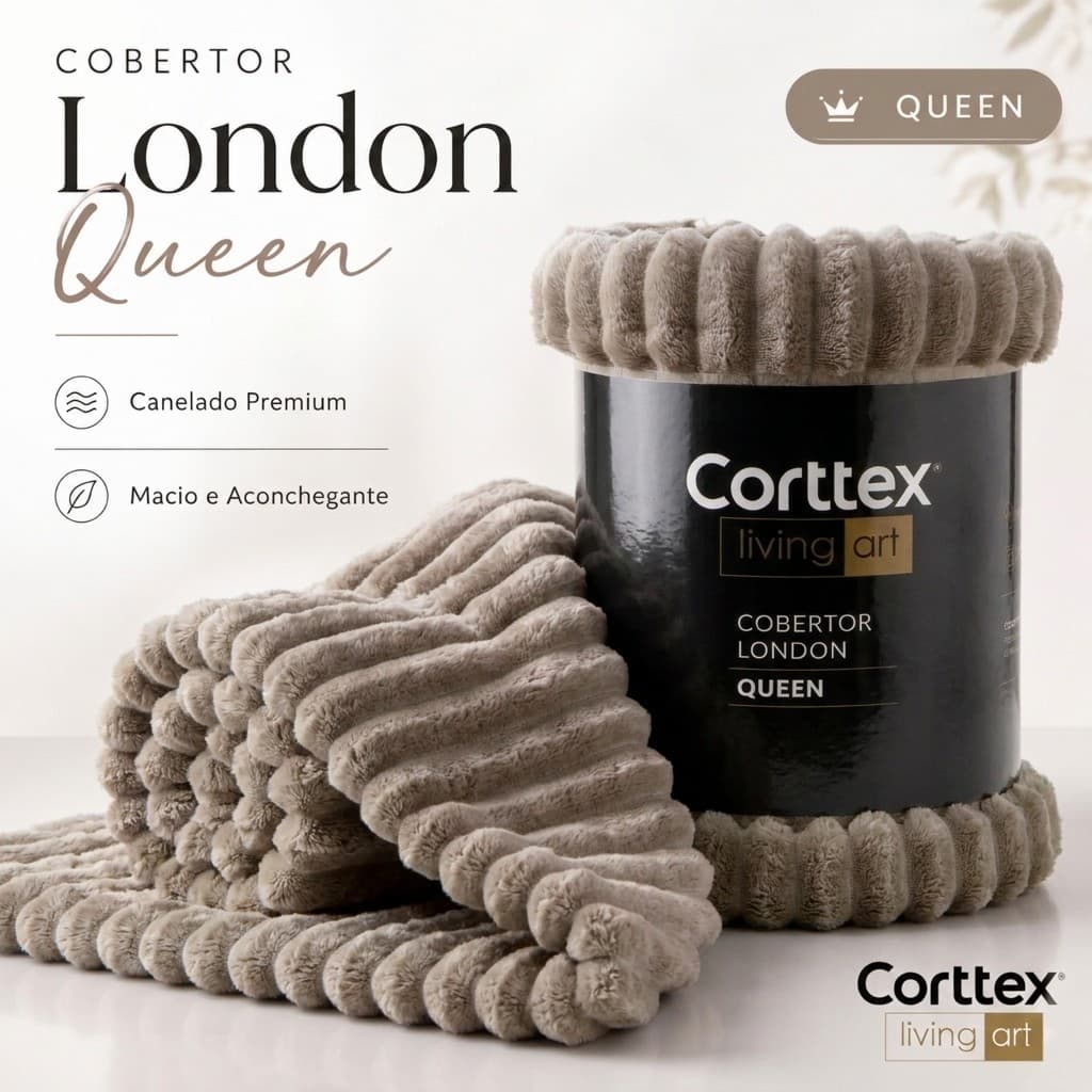 Manta Cobertor Canelada 2,20 x 2,40 Queen Corttex Quentinha Macia Microfibra Inverno Presente