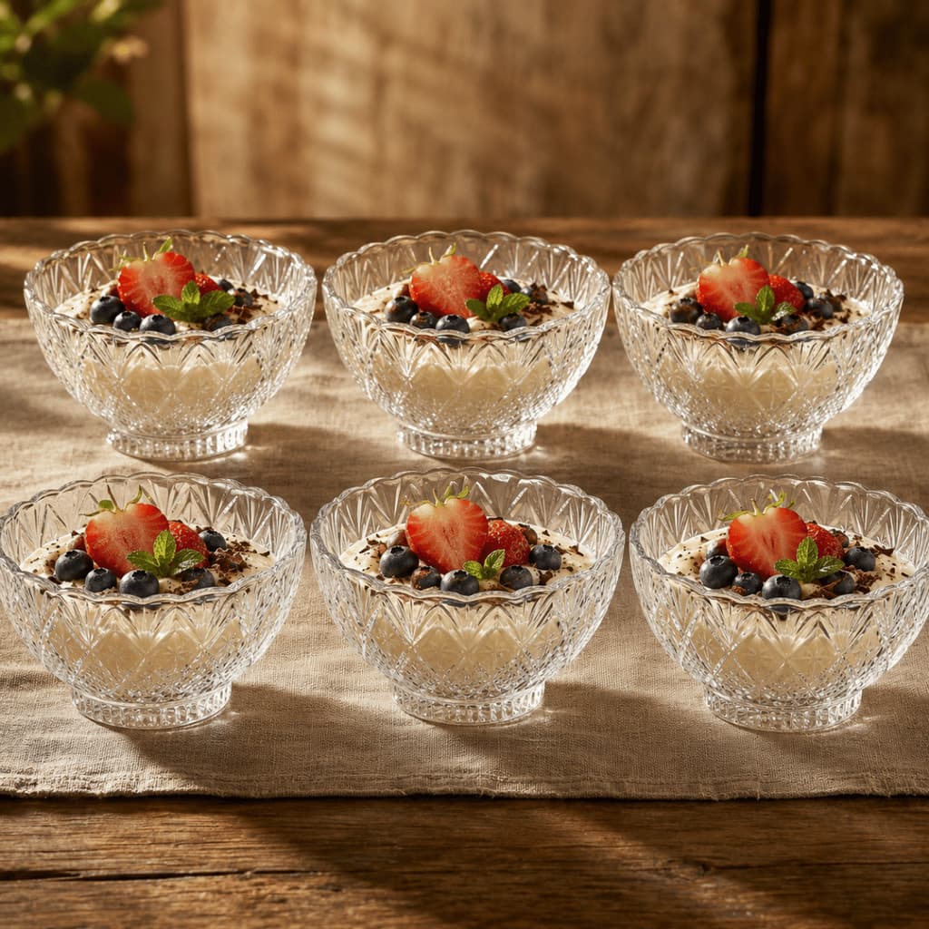 Jogo de Sobremesa 6 Peças Taças TOFF ESTRELA Vidro Tigela Bowl Sorvete Doces Vidro Decoração Louça