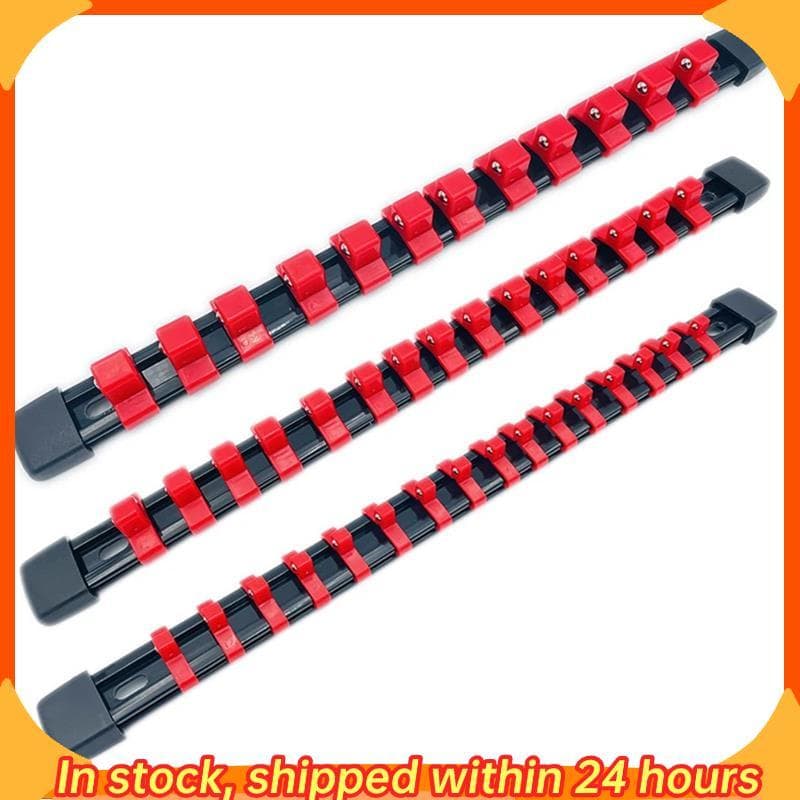 [hobbes1] Racks De Soquete Resistentes 1/2 3/8 1/4 Polegada Suportes De Trilho Chave Rack De Armazenamento Vermelho