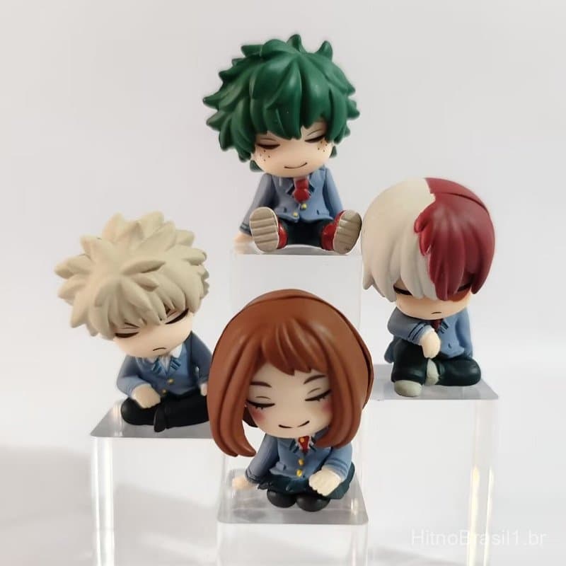 4 Pçs/Set Meu Herói Academia Boneca Sono Midoriya Izuku Bakugou Katsuki Todoroki Shoto Ochaco Urara Q Versão PVC Figuras
