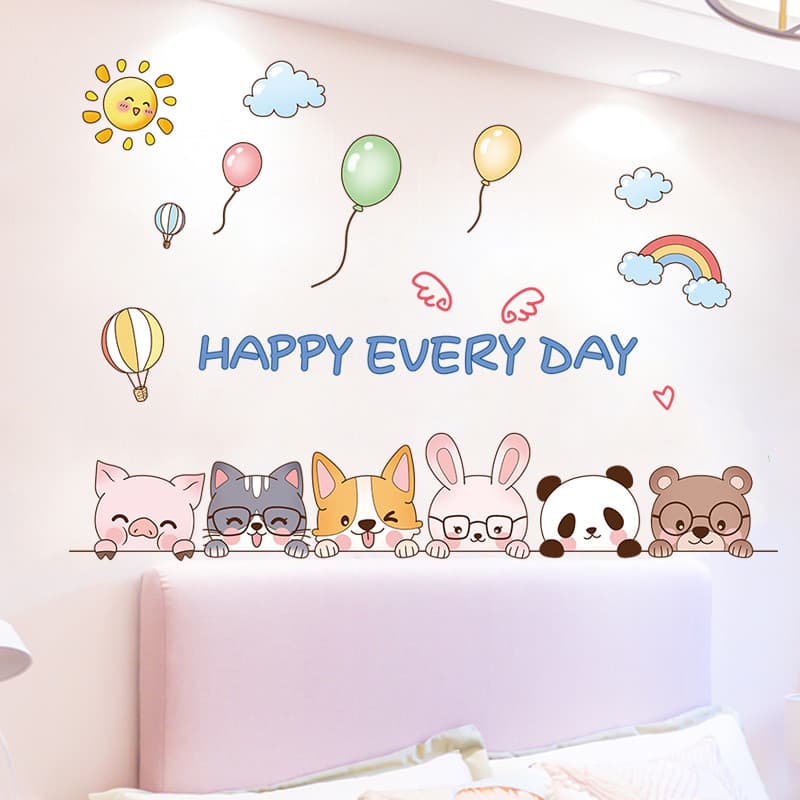 Animal dos desenhos animados decoração de parede adesivos de parede adesivos papel de parede auto-adesivo modificação da