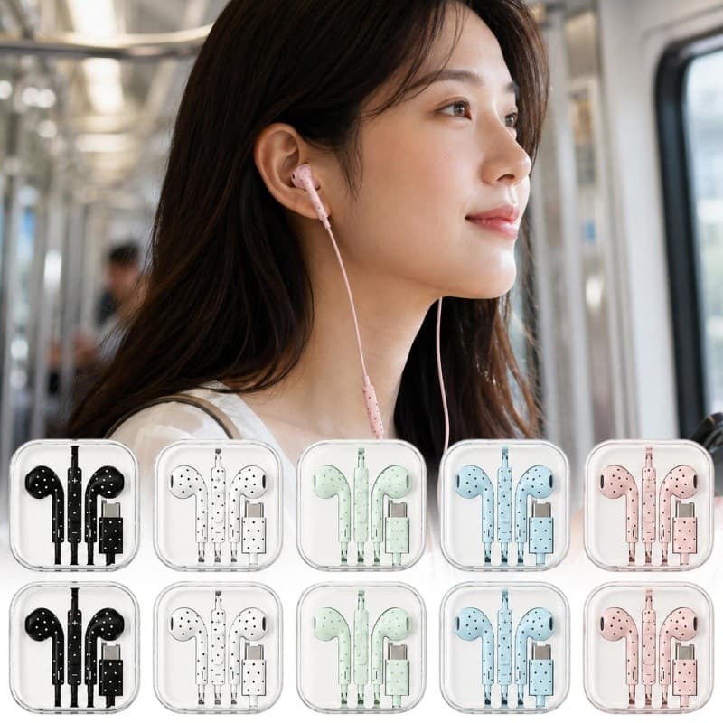Fone De Ouvido Semi-Intra-Auricular Com Fio De 1.2 M Plugue Tipo C-Musical Para Conexão De Celular , Uso Confortável
