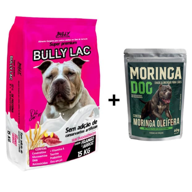 Ração Para Cachorros Em Lactação Bully Lac 15Kg Cachorro Forte + Ganhe Moringa Dog 60g
