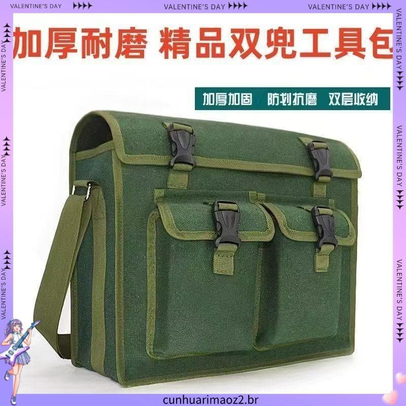 Bolsa de ferramentas de lona espessada, resistente ao desgaste, bolsa para eletricista, grande capacidade, canteiro de o