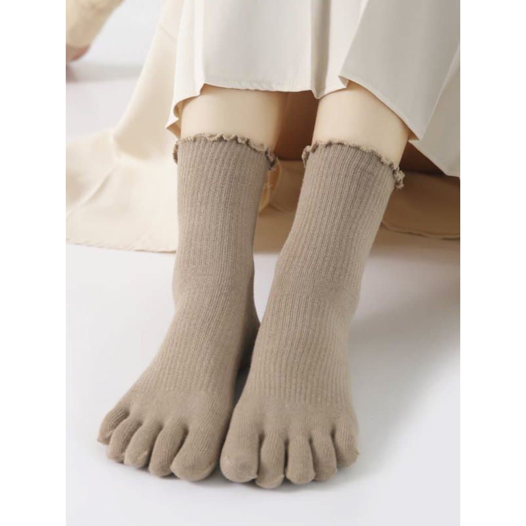 🔥 Five Toe Socks 🔥 VENDA QUENTE Meia Canela Respirável Meias Femininas De Renda De Tubo Médio De Salto De Alta Qualida