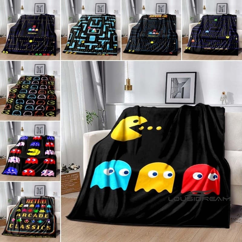Cobertor de flanela macia Retro Pac-Man (Pac-Man) - Cobertor confortável, adequado para cama, sofá, quarto, sala de esta