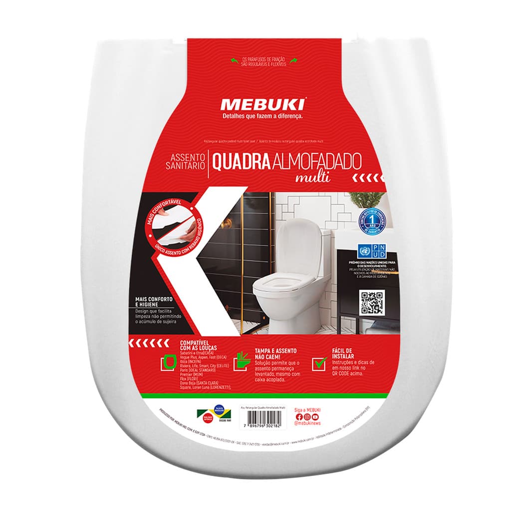 ASSENTO QUADRA ALMOFADADO MULTI BRANCO MEBUKI