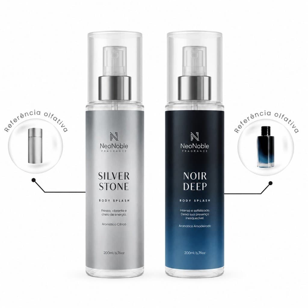 Kit Body Splash Masculino 2x200ml NeoNoble Inspirado em 212 VIP Black e Sauvage