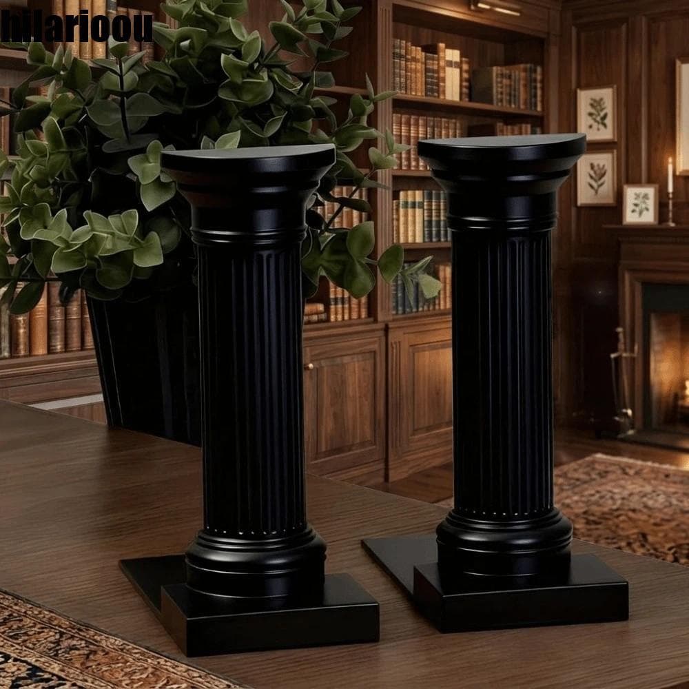 HILARIOOU 1 Par De Suporte Para Livros Estilo Arquitetura , Extremidade De Livro De Coluna Romana Branca Em Forma De L ,