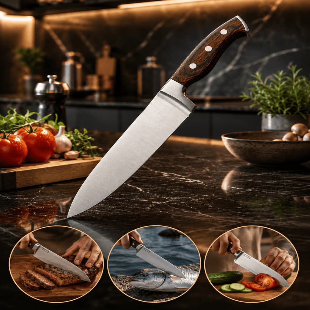 Faca de Churrasco Mor Steel 10 Polegadas Carne Cozinha Profissional Chef Cortar Carne Churrasqueiro