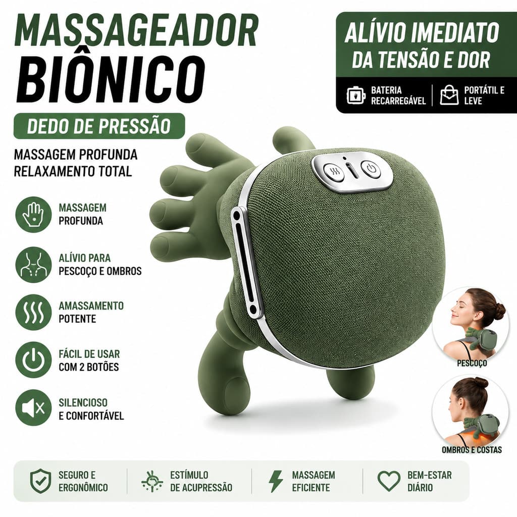 Biônico Dedo Pressão Pescoço Massageador Costas Ombro Elétrico Amassar Massagem Profunda Muscular Relaxar