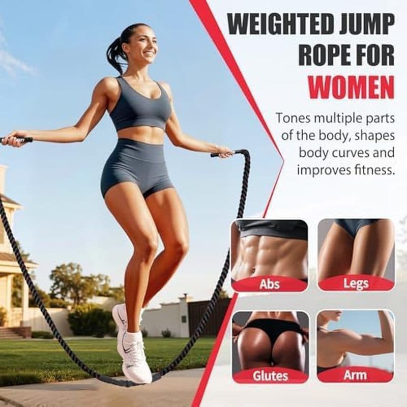 Corda De Pular KUZARO , Ponderada Para Mulheres , Cordas Pesadas Fitness , Equipamento De Exercícios De Ginástica Em Cas