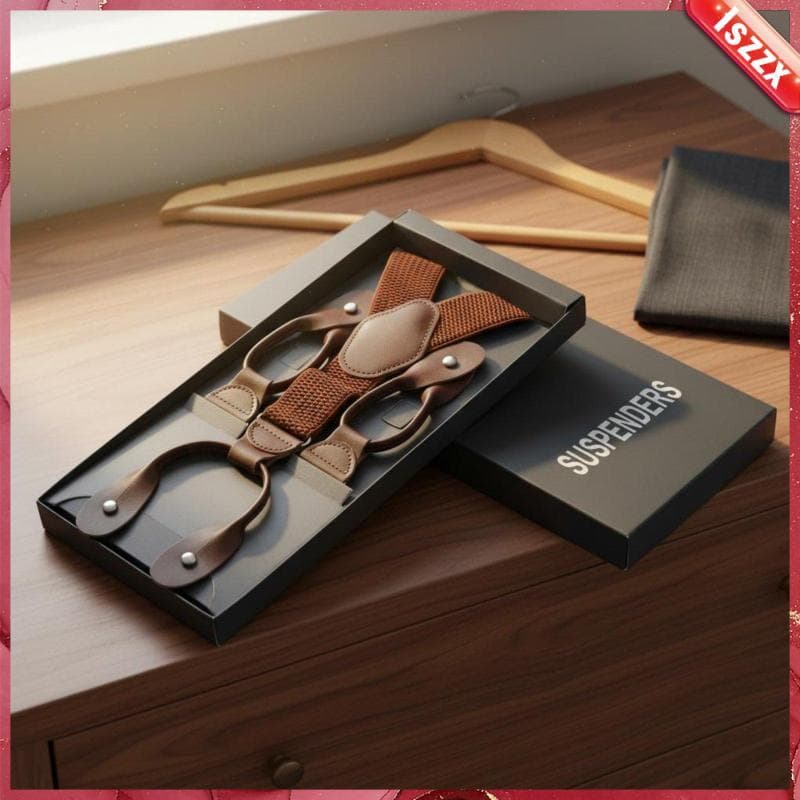 [Lszzx] Suspensórios Masculinos Alça Elástica Ajustável Vintage Botão Suspender Cinto Formal