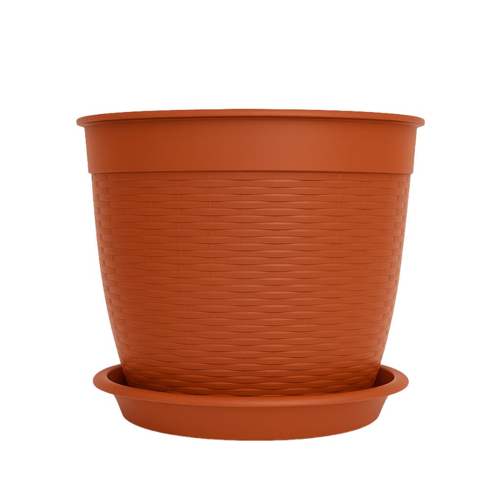 Conj Vaso Redondo 21L com Prato para Vasos Médios Plantas Flores P564 + P816