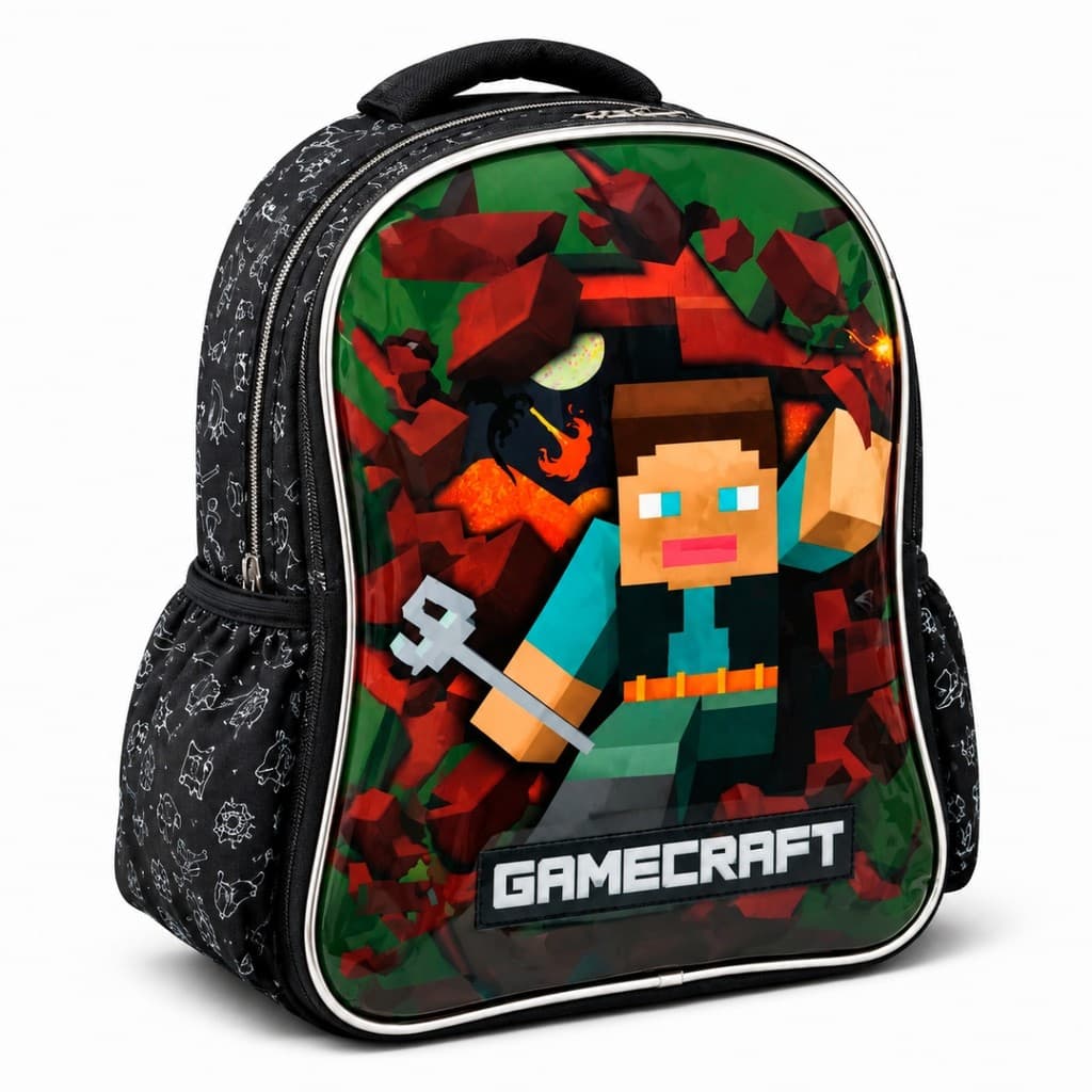 Mochila Escolar De Alças Masculina Gamecraft Jogo Infantil