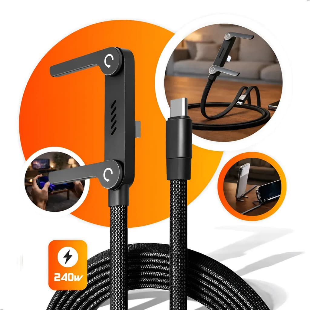 Cabo Carregador 2 Em 1 Type-c 240w Ultra Super Rápido 1,5m