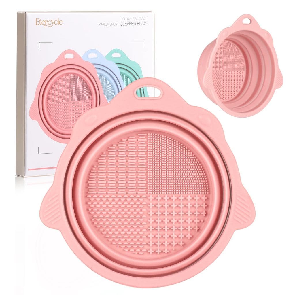 Tigela Dobrável de Silicone para Limpeza de Pincéis de Maquiagem |   Ferramenta de Limpeza Portátil para Pincéis, Esponj