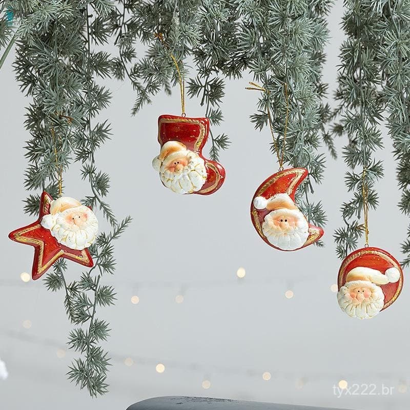 Decorações De Natal Vintage Papai Noel Pingente De Cerâmica Vermelha