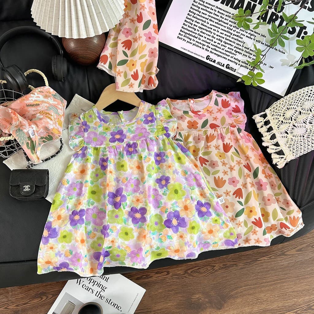 Vestido Floral de verão para crianças de 0 a 6 anos