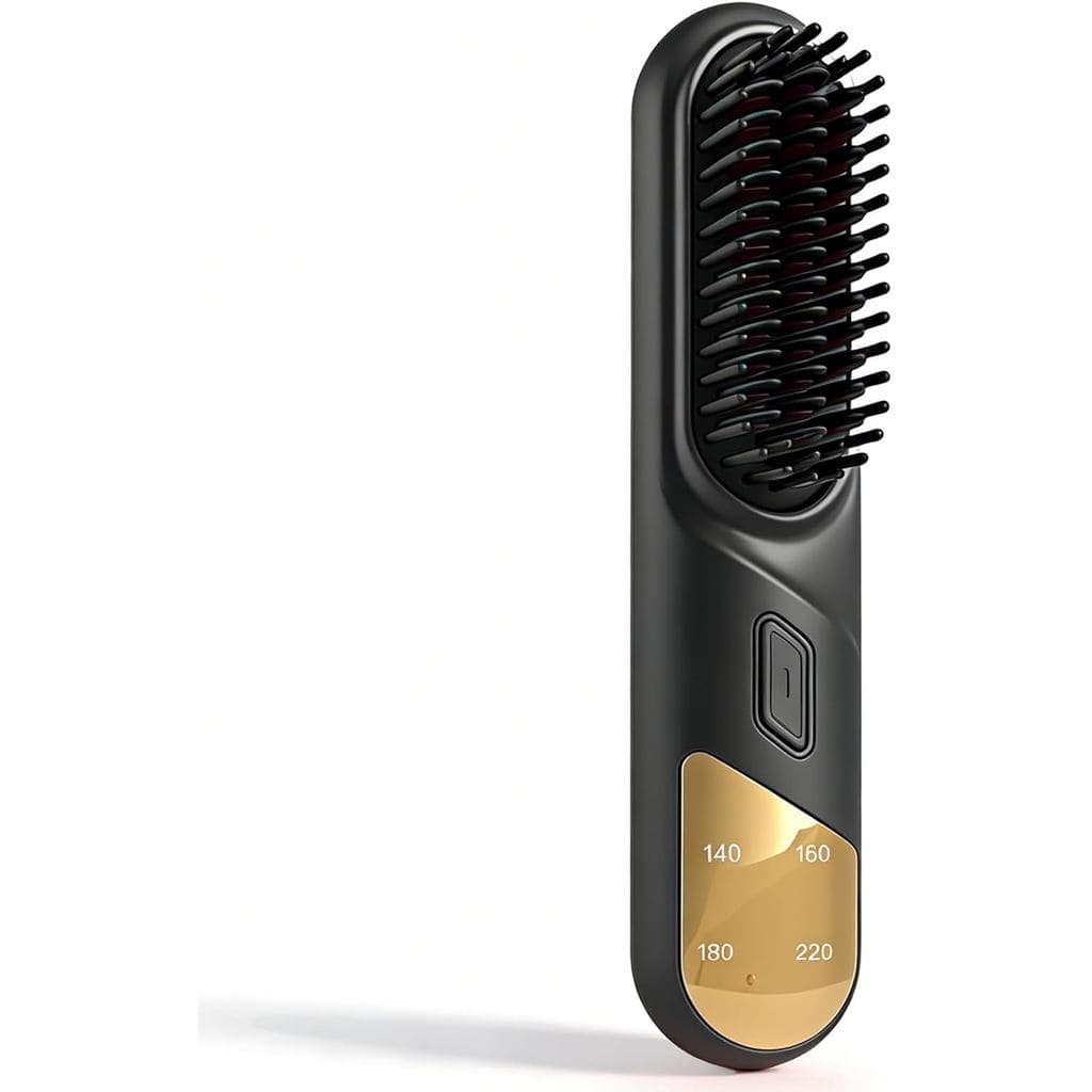 Escova Alisadora de Cabelo Portátil, Alisador de Cabelo Sem Fio com Íons Negativos, 4 Temperaturas de Aquecimento Rápido