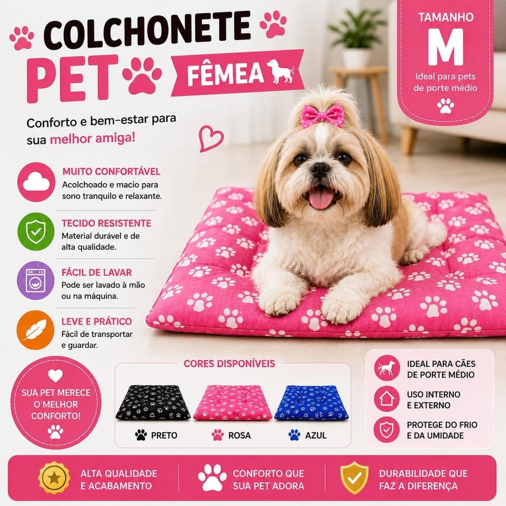 COLCHONETE PET TAMANHO M - COR FEMEA
