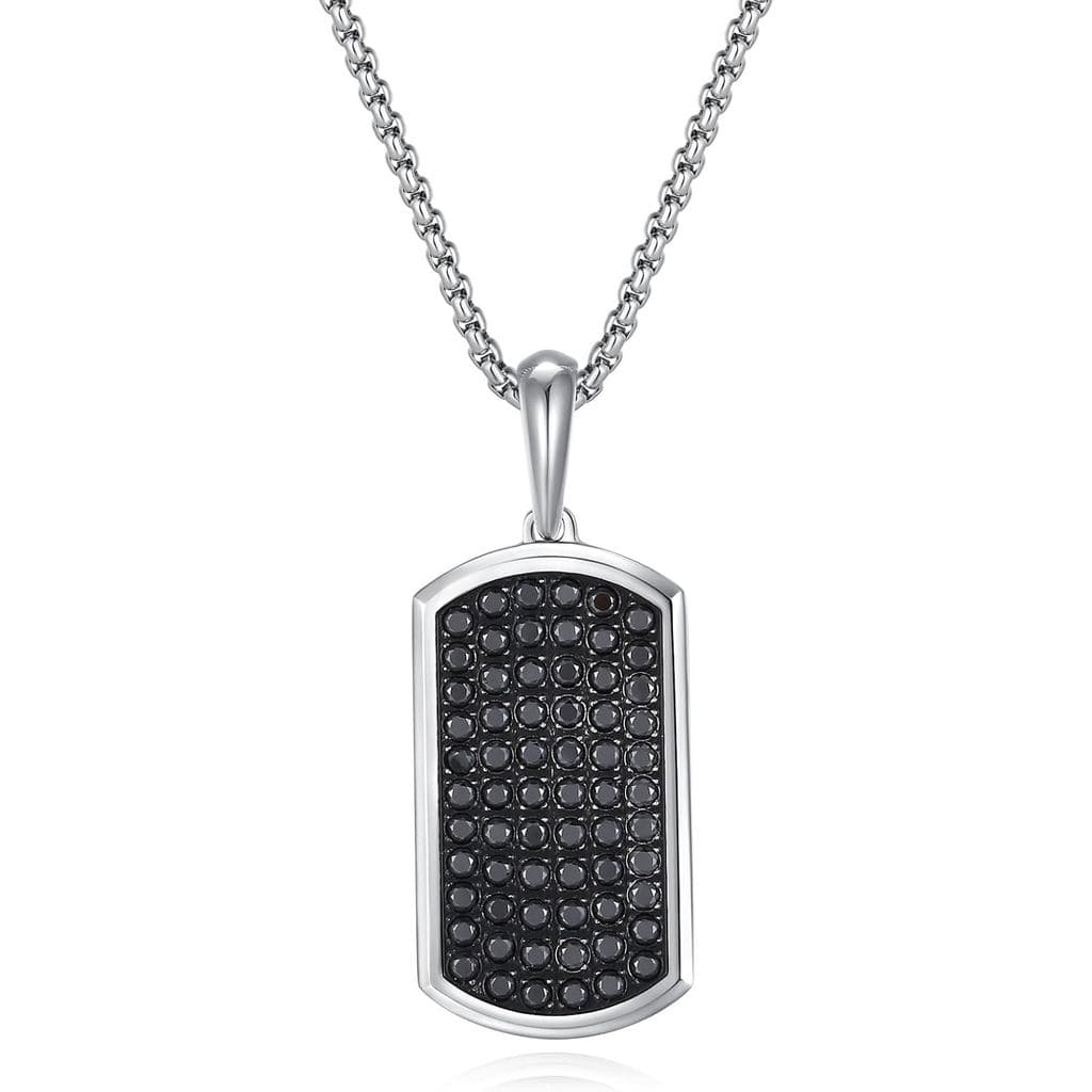 Colar GAVU com Placa de Identificação Preta para Homens, Colar com Pingente de Aço Inoxidável para Homens, Colar com Dia