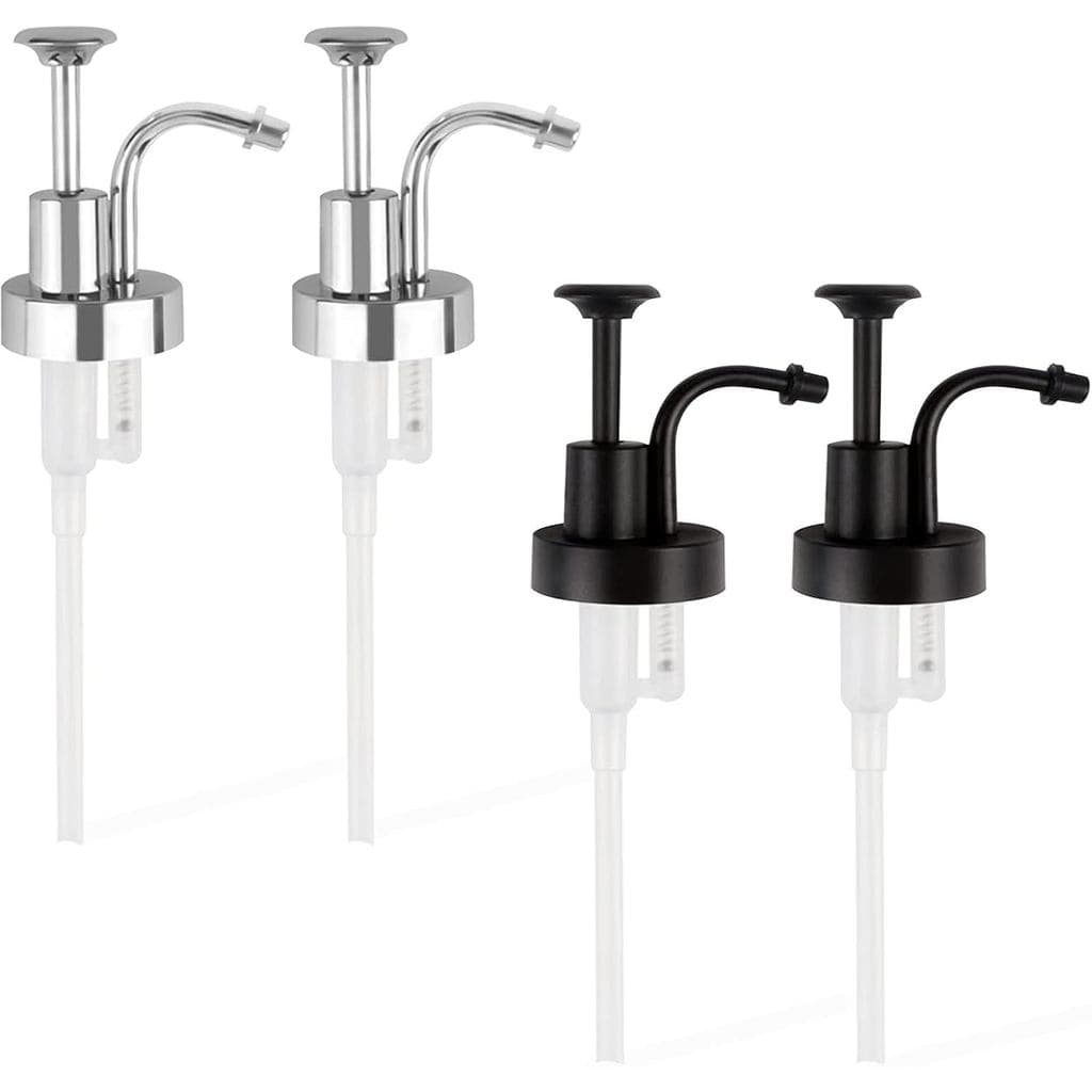 Dispensador de Xarope para Café de 4 Peças, Bombas Finas com Diâmetro de 1,3", Compatível com Múltiplas Garrafas (Preto