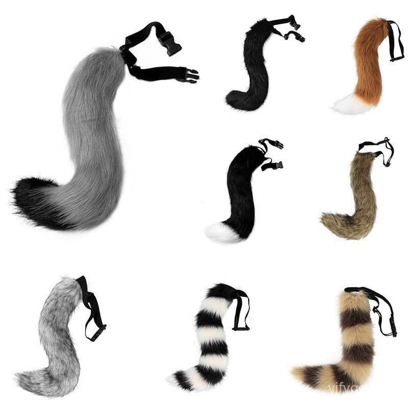 Cauda de Animal de Anime para Cosplay, Acessórios de Fantasia, Cauda de Pelúcia de Gato e Raposa, Acessórios Fofos para