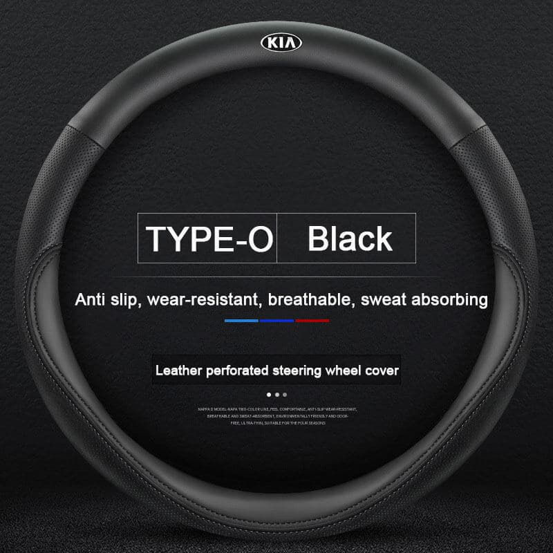 Capa de Volante de Carro em Couro, Protetor de Volante Respirável e Antiderrapante 38Cm/15inch Para Kia Forte Sportage R
