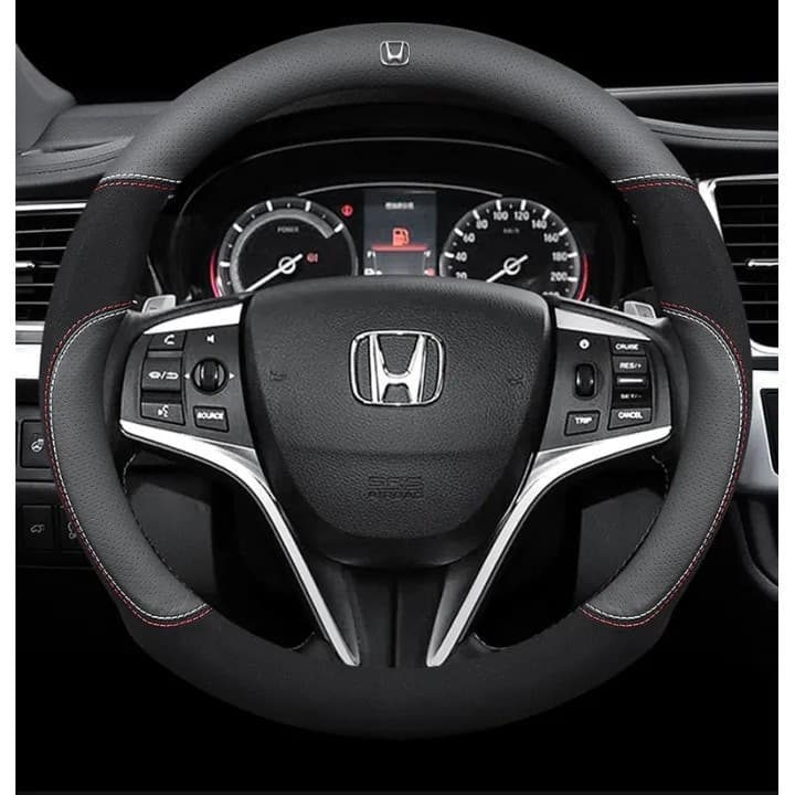 Capa de Volante para Carro Honda (Formato Redondo Preto) em Couro, Compatível com Todos os Modelos Honda City gn2 mk6 Ci