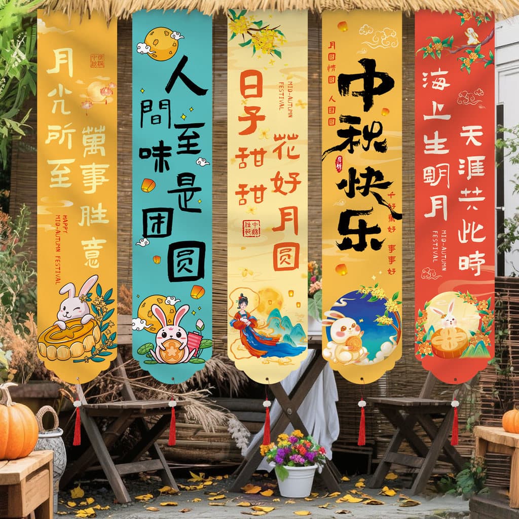 🔥 Decoração de Cenário 2026 🔥 Festa da Lua Backdrop de Tecido VENDA QUENTE Mid-Autumn Festival Dia Nacional Cena Arran