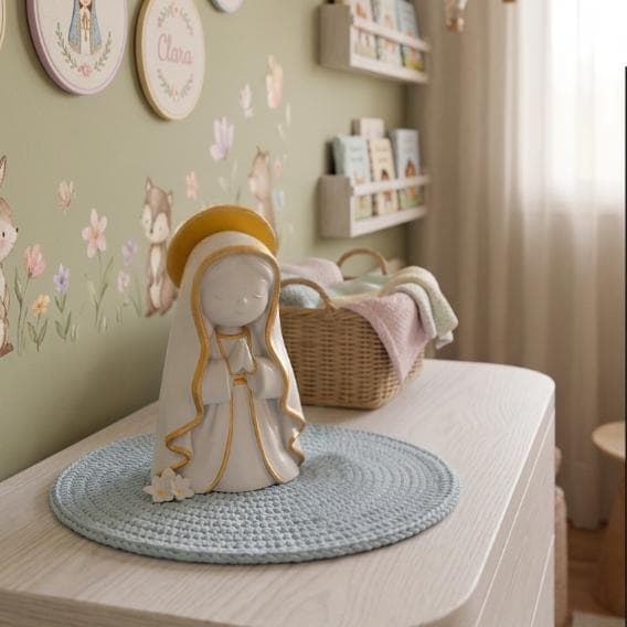 Nossa Senhora Infantil Decorativa Presente de Fé Batizado Lembrancinha Religiosa Quarto de Bebê