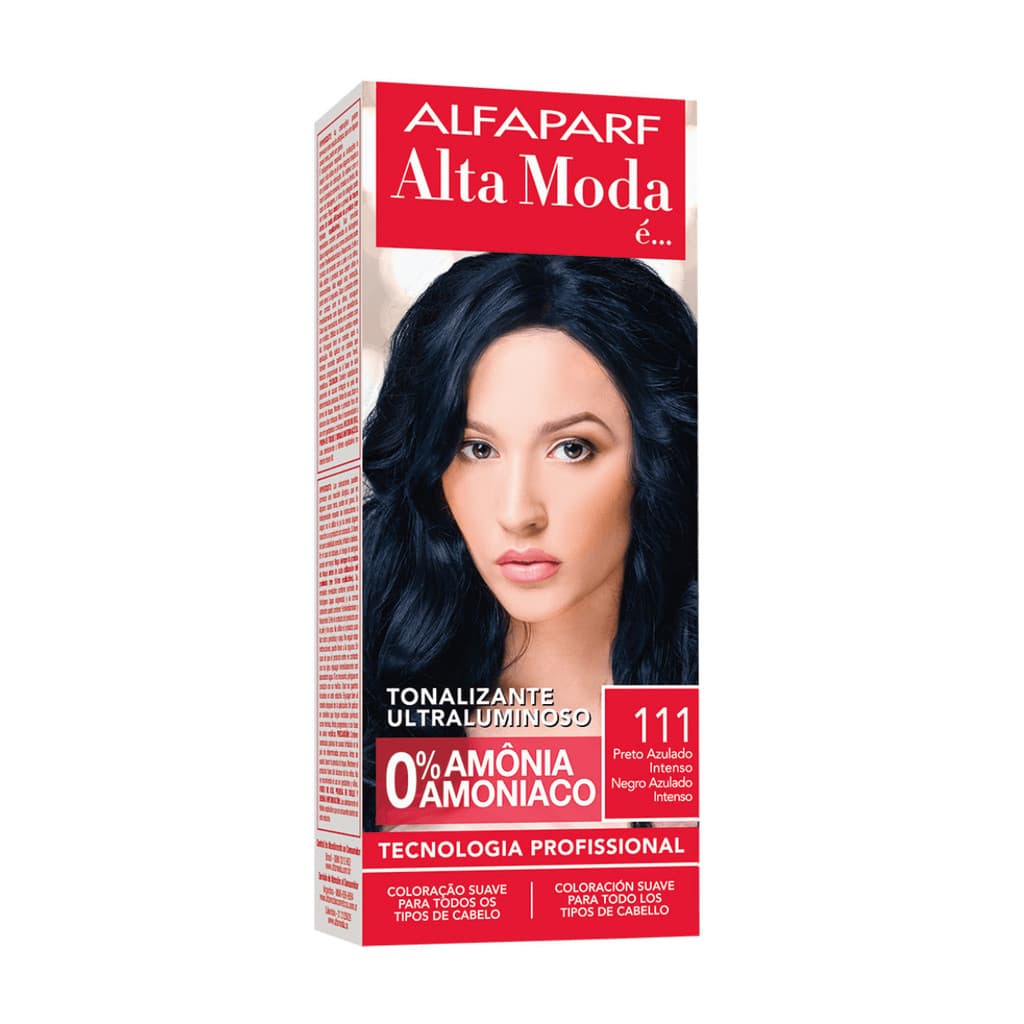 Kit Tonalizante Ultraluminoso Ton Sobre Ton Preto Azulado Intenso 1.11 Alfaparf Alta Moda 120g