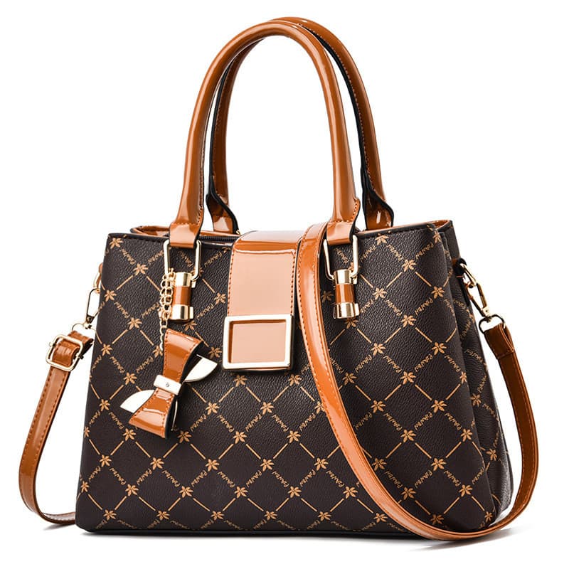 Bolsa de Ombro Feminina Estampada de Moda 2025, Grande Capacidade, em Cores Contrastantes, Bolsa Transversal de Ombro Ún
