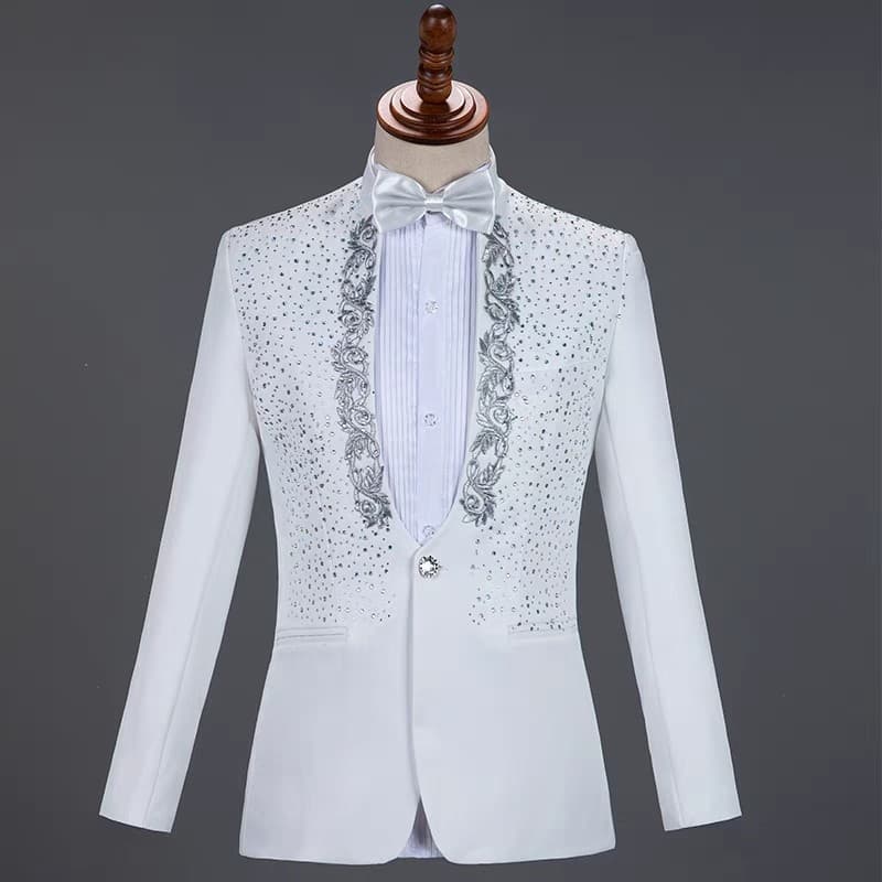 Cantor palco arte exame vestido desempenho traje masculino terno de uma peça anfitrião terno masculino coro traje