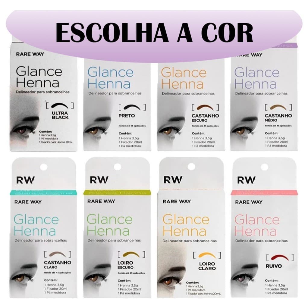 Henna Sobrancelha Glance 3,5g Rare Way Todas as Cores