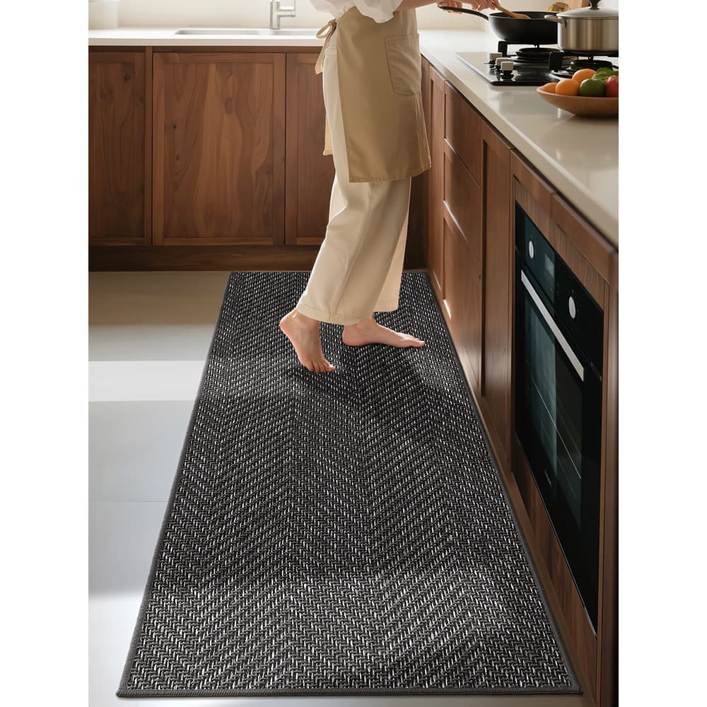 Tapete de chão de cozinha novo estilo antiderrapante à prova de óleo tapete longo doméstico cinza simples tapete absorve