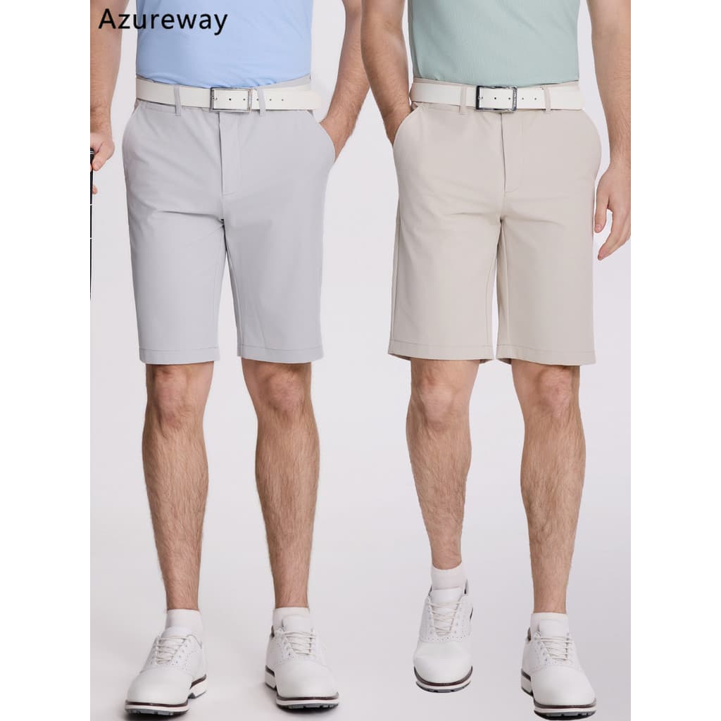 Calças de golfe de verão shorts masculinos cor sólida estiramento de secagem rápida respirável esportes calças médias sh
