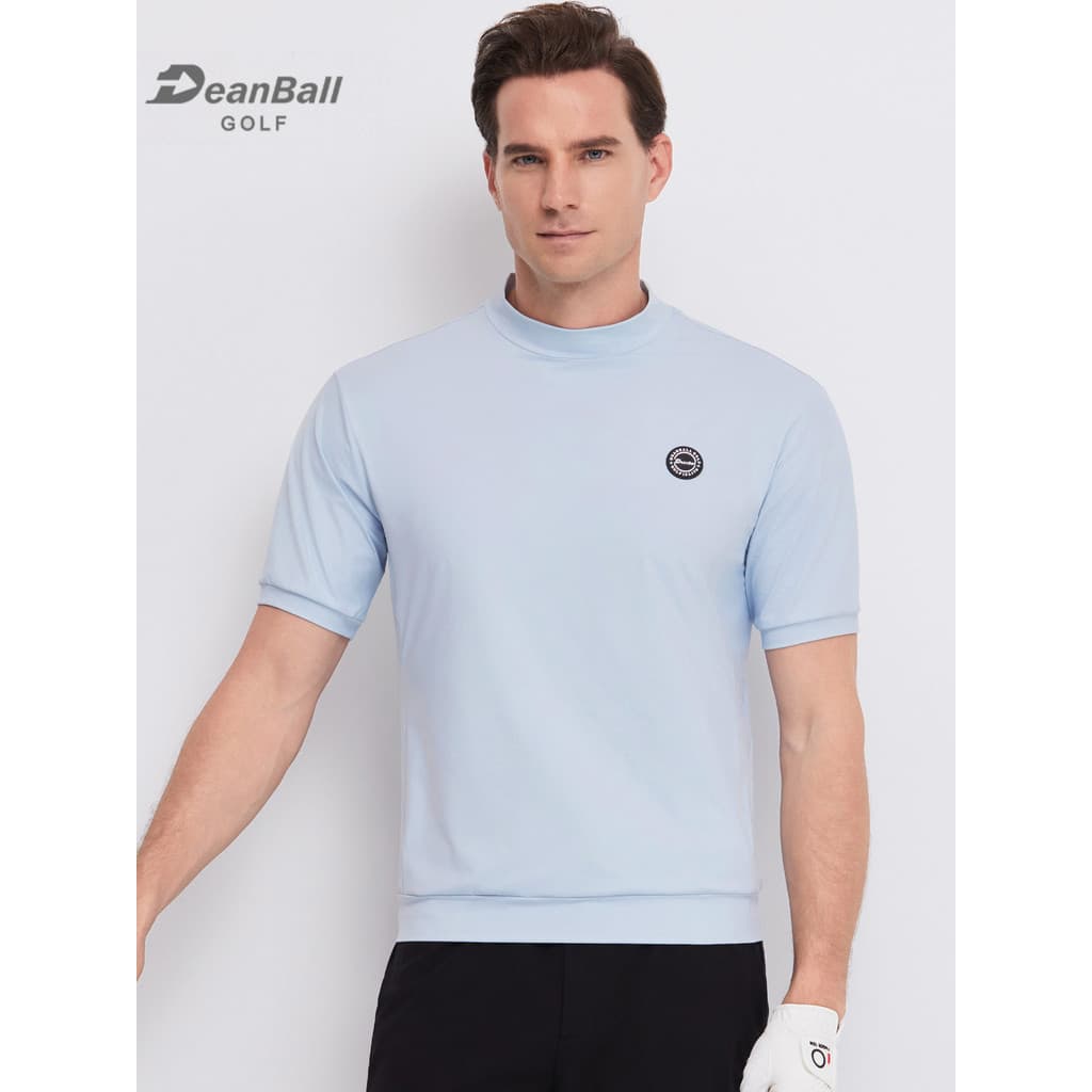 Camiseta de golfe de verão masculina em torno do pescoço sentido de gelo de secagem rápida respirável camisa roupas de g