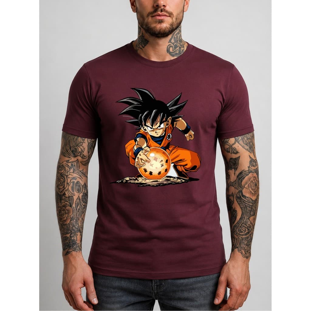 Camiseta Masculina Goku Esfera Do Dragon Estampada Camisa 100% Algodão