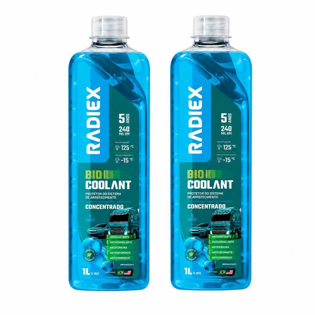 Kit 2 Protetor Arrefecimento Radiex Bio Coolant Azul Concentrado Orgânico Motor Carro Moto
