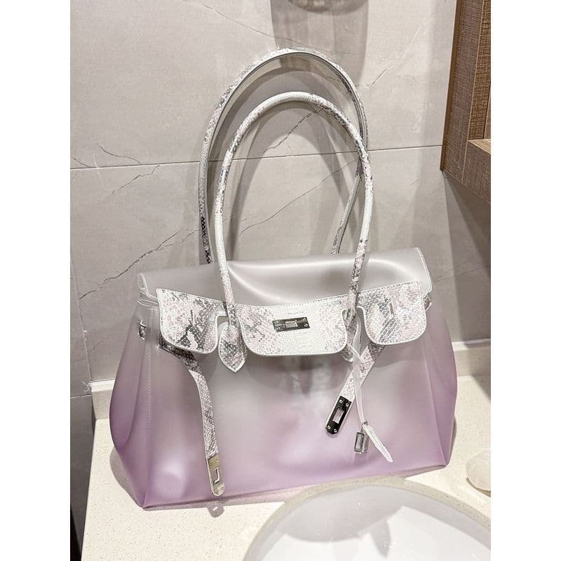 2026 novo estilo gradiente cor geléia saco feminino grande capacidade platina bolsa elegante All-Match um-