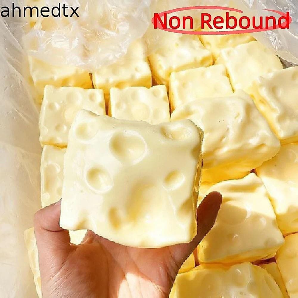 Cubo Espremido De Queijo AHMEDTXB , Pitada Realista De 6/7 Cm , Brinquedo Amarelo/Rosa Para Alívio De Ansiedade E Não Re