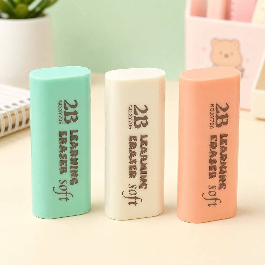 Borracha 2B Soft Macia e Suave Kit 3/6/9 Unidades Cores Pastel para Lápis