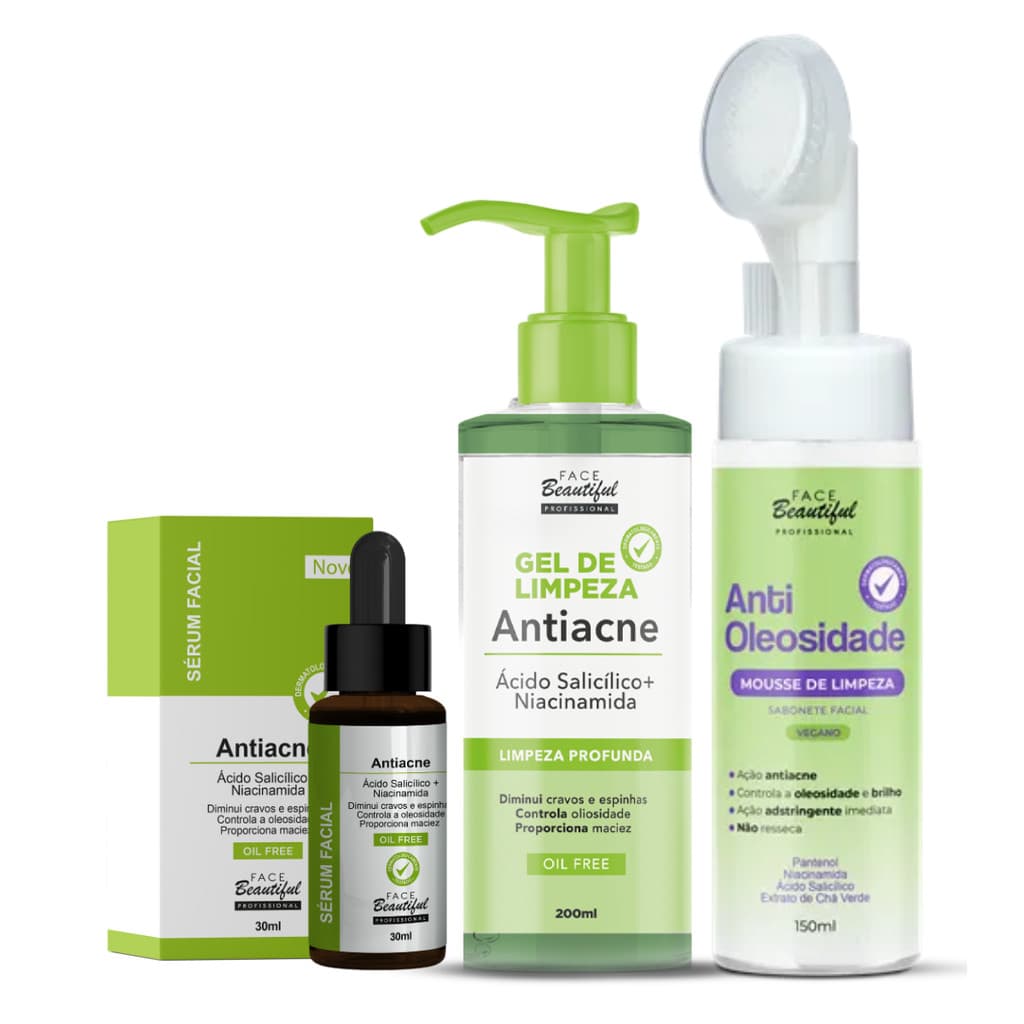 Kit Skin Care Antioleosidade Sabonete facial Gel De Limpeza e Serum Antiacne Limpeza Cravos E Espinhas Face Beautiful