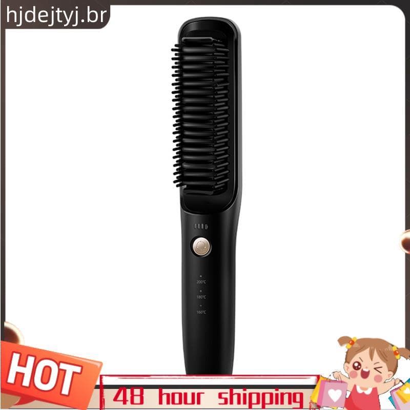 Escova De Alisamento De Cabelo Sem Fio Elétrica Alisador De Barba Para Pente Aquecido Recarregável